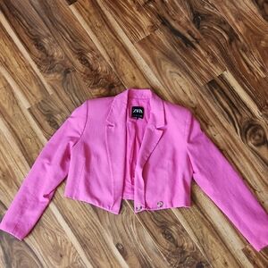 Zara Pink Cropped Blazer